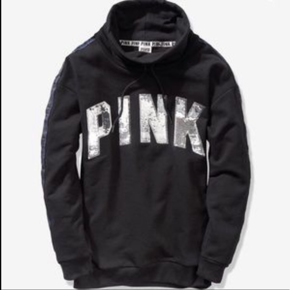 ✨✨PINK Cowl Neck Flip Bling Pullover Sweatshirt ✨✨ - Picture 2 of 11